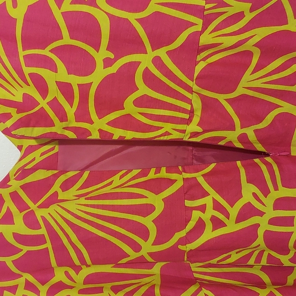 Ashley Stewart Tropical Floral Print Dress Size 24 Pink Green Chartreuse - Picture 10 of 16